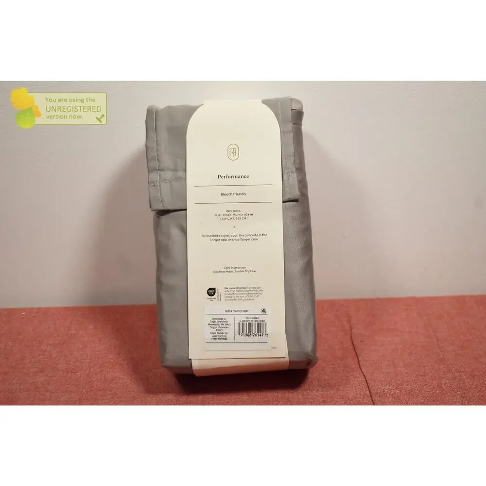 Threshold 400 Thread Count Performance Flat Sheet Classic Gray Queen*#